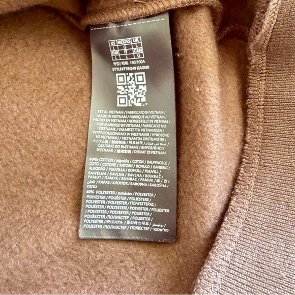 Guess Los Angeles Men’s Coarse Brown Sweatshirt Hoodie Fleece Zip Up Logo Size L - Picture 8 of 9